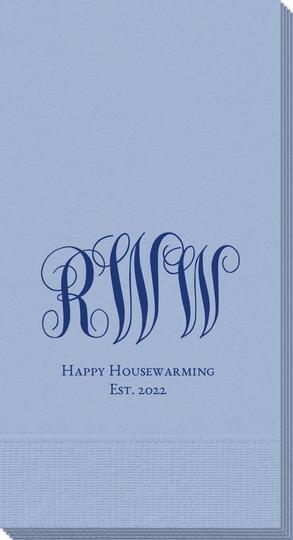 Fancy Script Monogram with Text Guest Towels